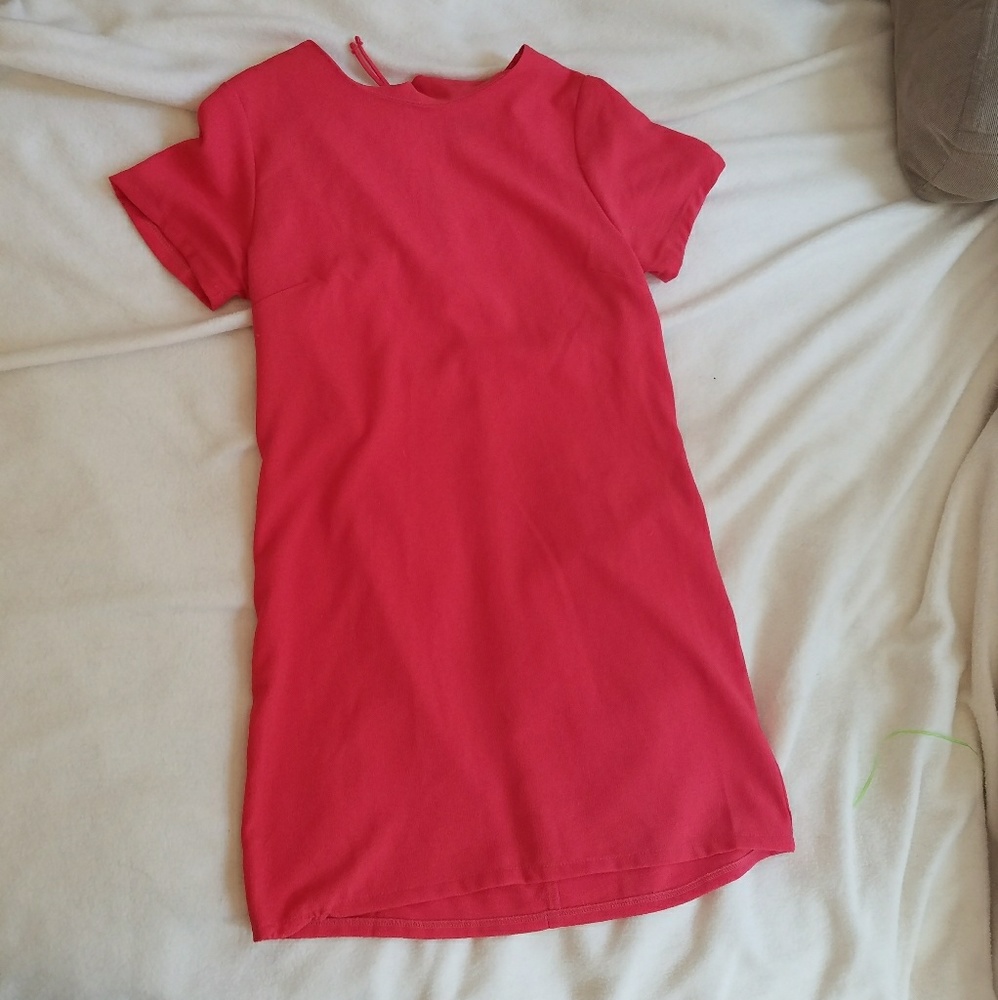 Watermelon colored short sleeve dress